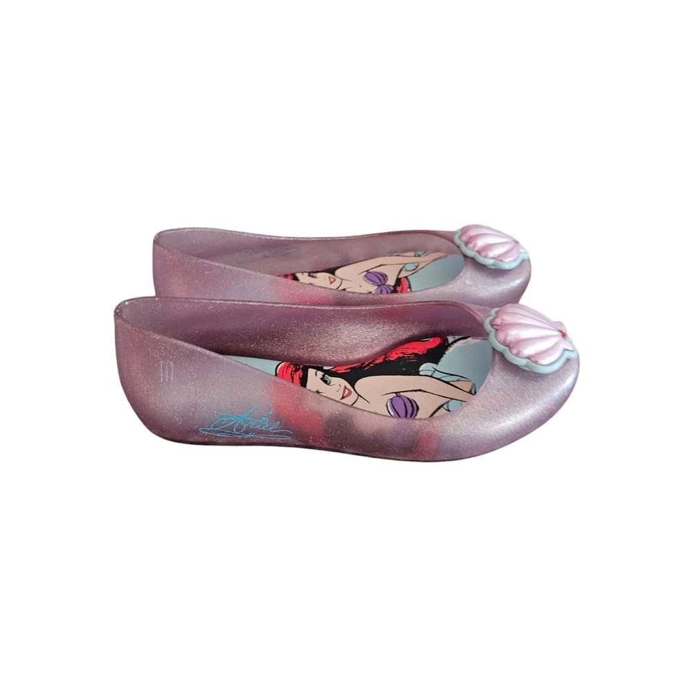 Mini Melissa Girls Sz 13 Sweet Love + Disney Princess Ariel flats